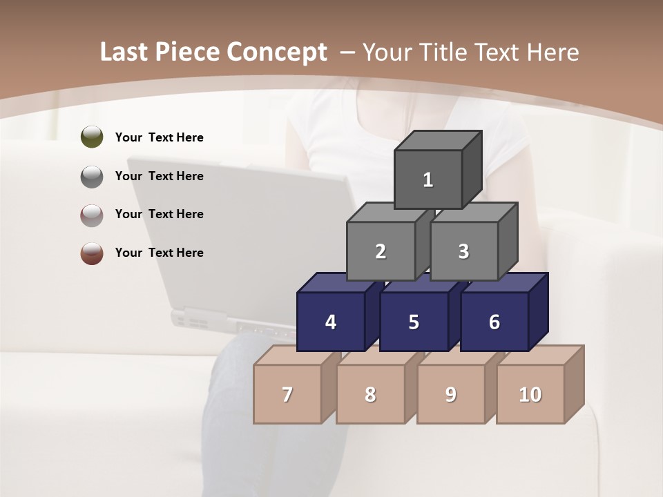 A Woman Sitting On A Couch Using A Laptop Computer PowerPoint Template