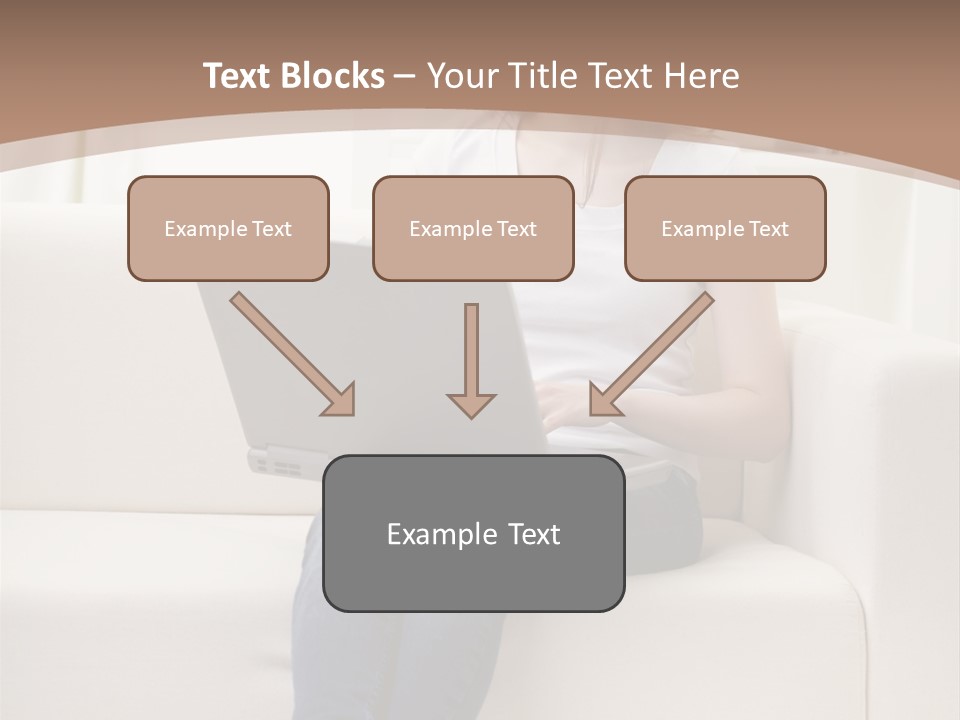 A Woman Sitting On A Couch Using A Laptop Computer PowerPoint Template