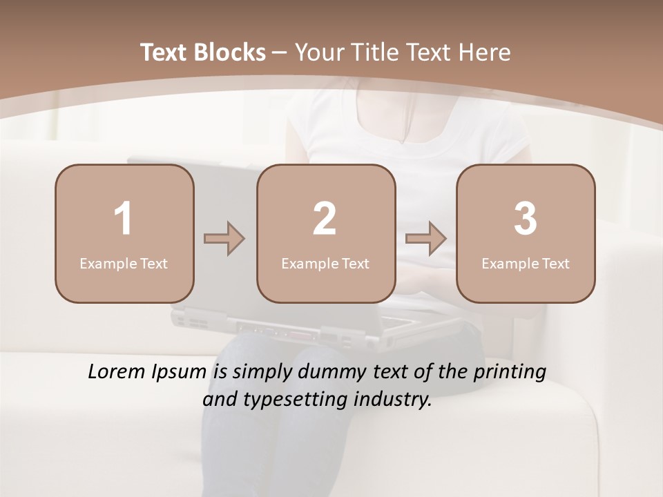 A Woman Sitting On A Couch Using A Laptop Computer PowerPoint Template