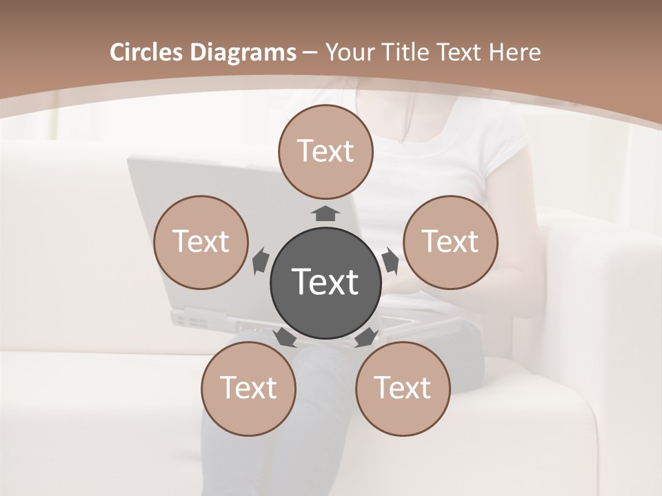 A Woman Sitting On A Couch Using A Laptop Computer PowerPoint Template