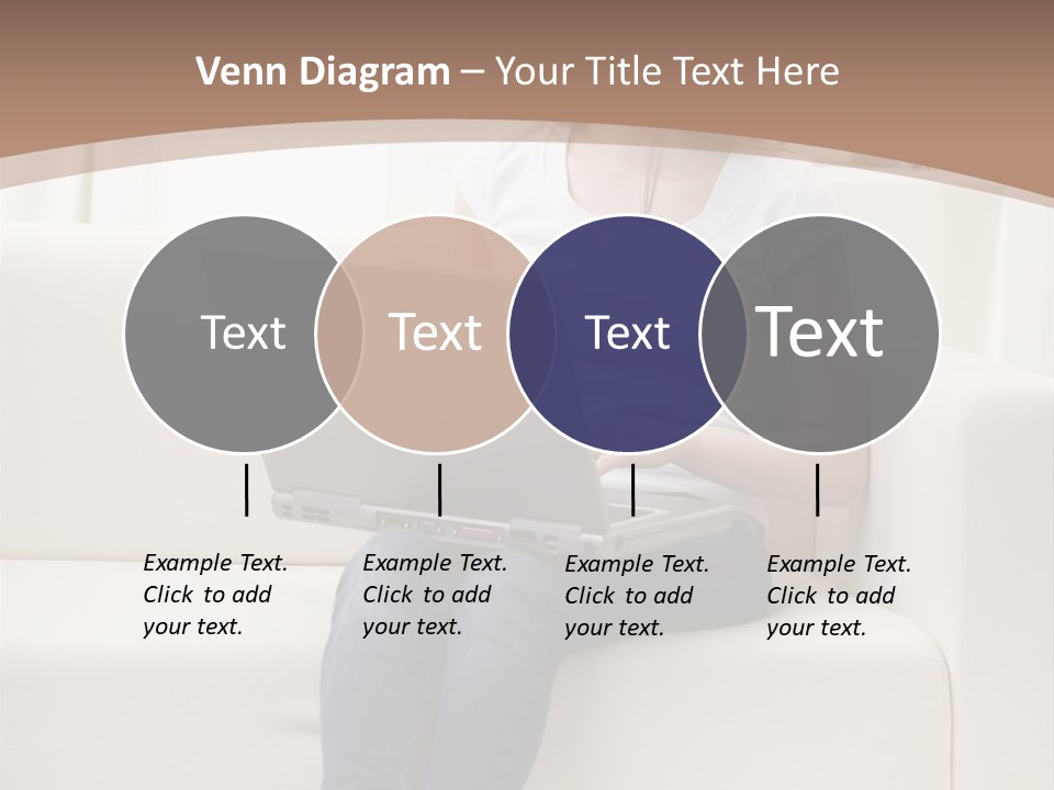 A Woman Sitting On A Couch Using A Laptop Computer PowerPoint Template