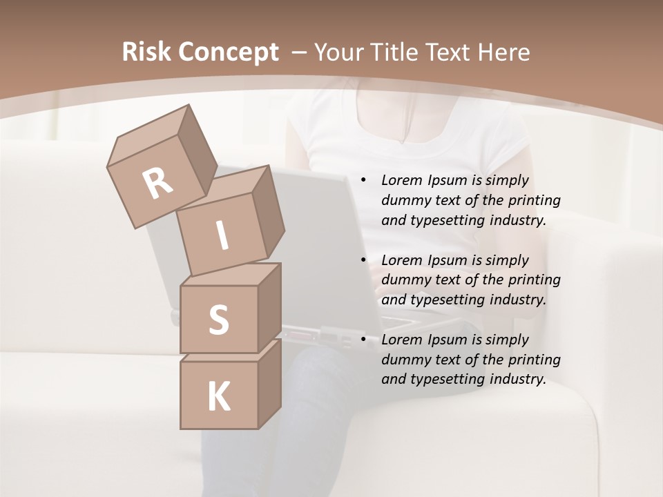 A Woman Sitting On A Couch Using A Laptop Computer PowerPoint Template