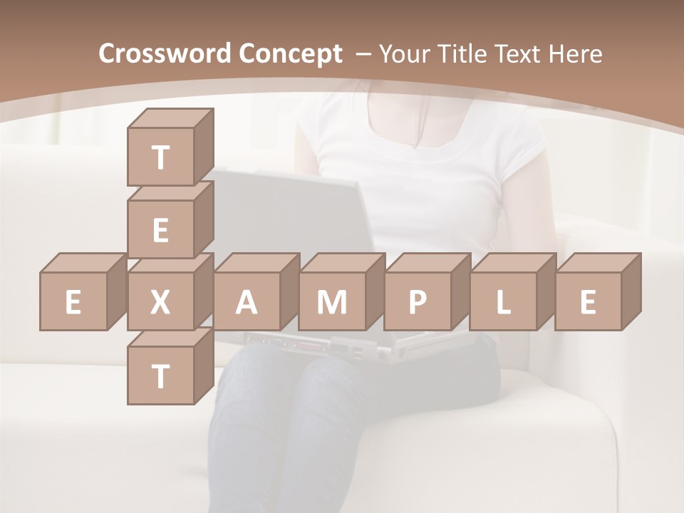 A Woman Sitting On A Couch Using A Laptop Computer PowerPoint Template