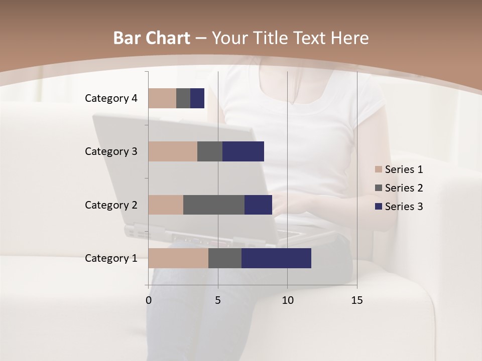 A Woman Sitting On A Couch Using A Laptop Computer PowerPoint Template