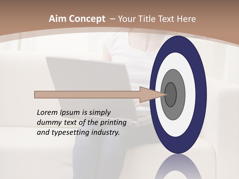 A Woman Sitting On A Couch Using A Laptop Computer PowerPoint Template