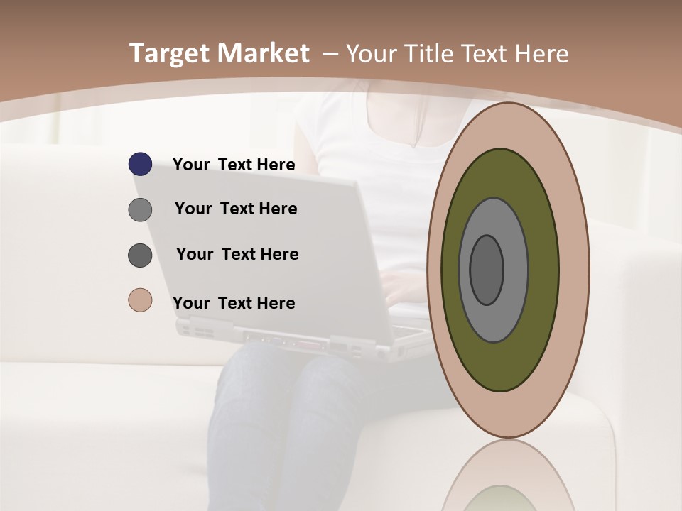 A Woman Sitting On A Couch Using A Laptop Computer PowerPoint Template