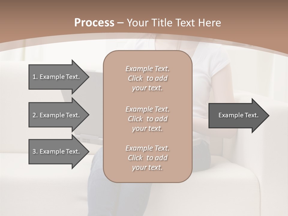 A Woman Sitting On A Couch Using A Laptop Computer PowerPoint Template
