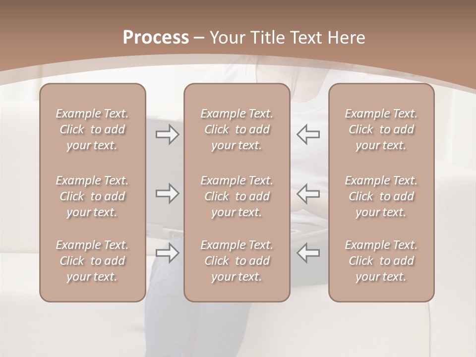 A Woman Sitting On A Couch Using A Laptop Computer PowerPoint Template