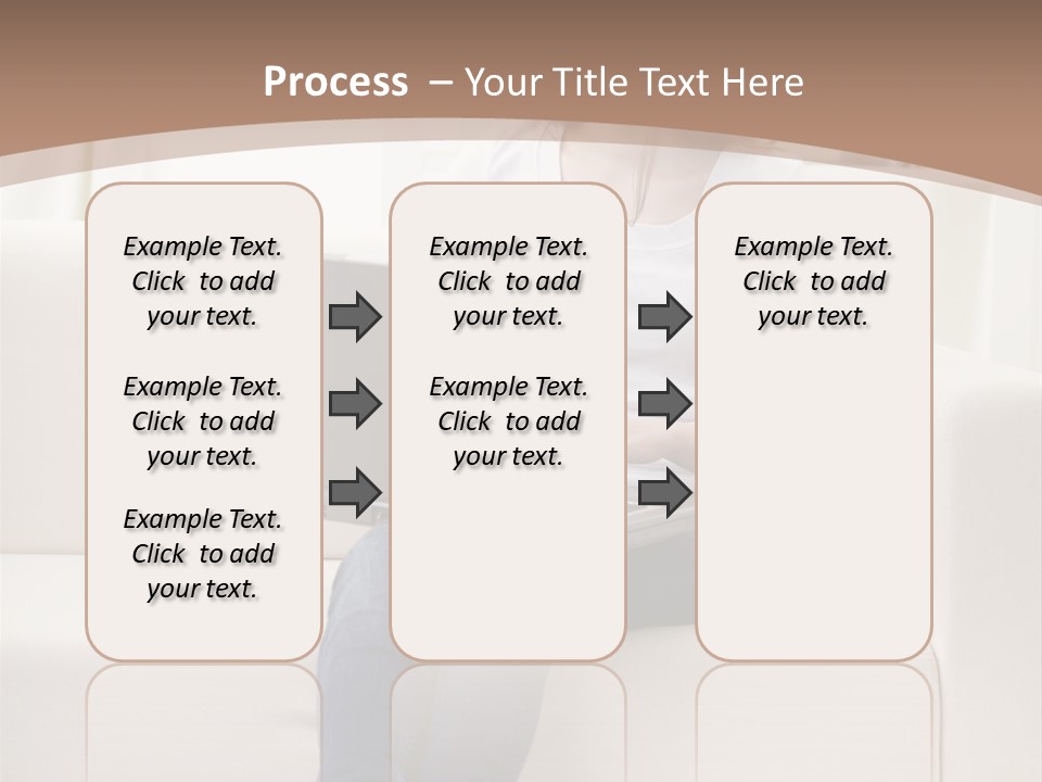 A Woman Sitting On A Couch Using A Laptop Computer PowerPoint Template