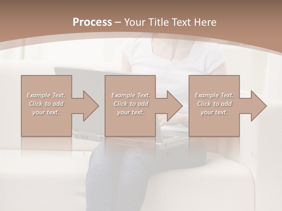 A Woman Sitting On A Couch Using A Laptop Computer PowerPoint Template
