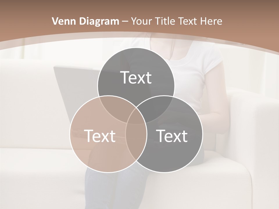 A Woman Sitting On A Couch Using A Laptop Computer PowerPoint Template