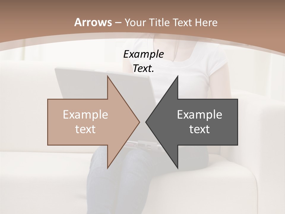 A Woman Sitting On A Couch Using A Laptop Computer PowerPoint Template