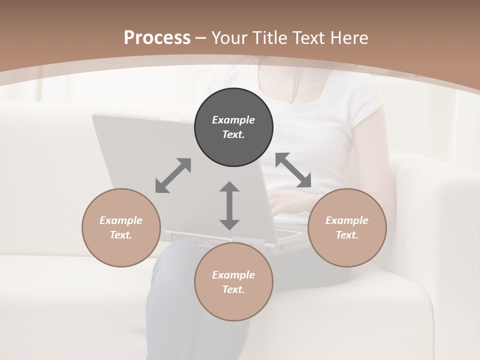 A Woman Sitting On A Couch Using A Laptop Computer PowerPoint Template