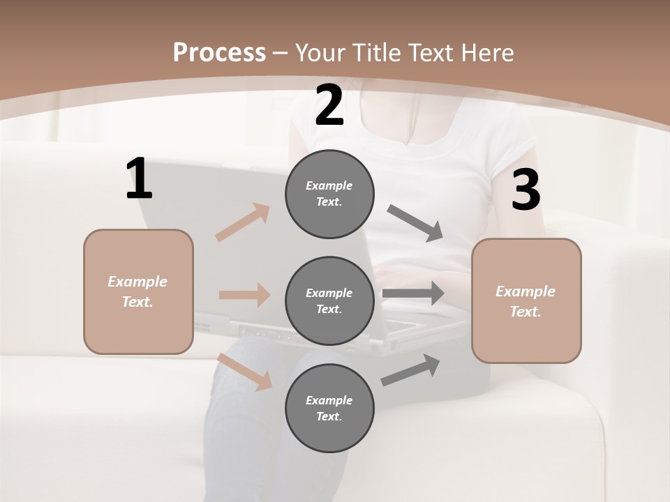 A Woman Sitting On A Couch Using A Laptop Computer PowerPoint Template