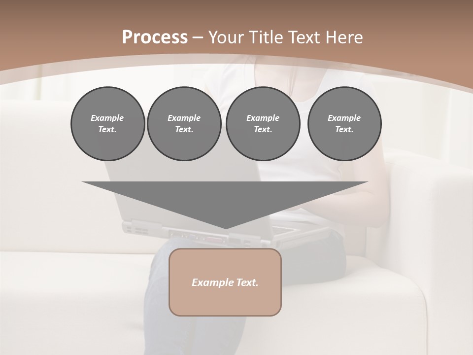 A Woman Sitting On A Couch Using A Laptop Computer PowerPoint Template