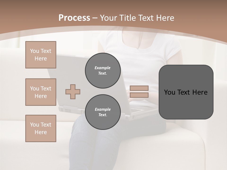 A Woman Sitting On A Couch Using A Laptop Computer PowerPoint Template