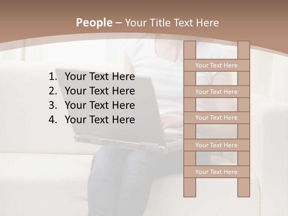 A Woman Sitting On A Couch Using A Laptop Computer PowerPoint Template