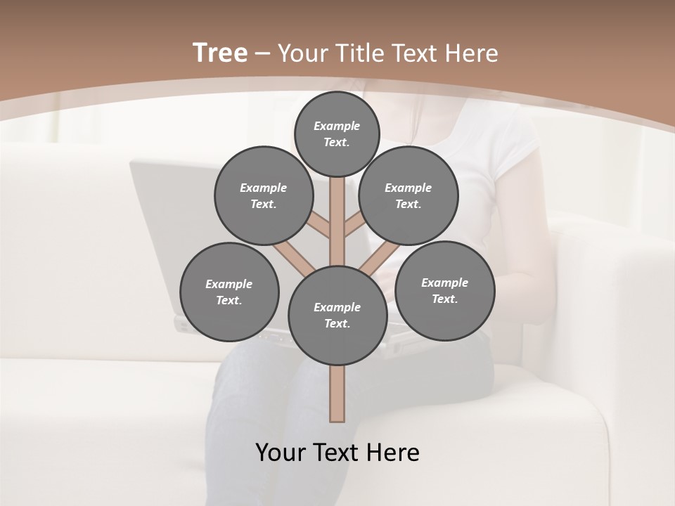 A Woman Sitting On A Couch Using A Laptop Computer PowerPoint Template