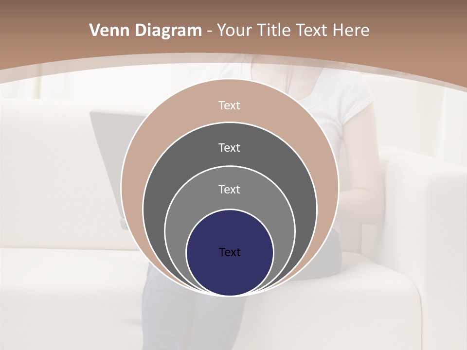 A Woman Sitting On A Couch Using A Laptop Computer PowerPoint Template
