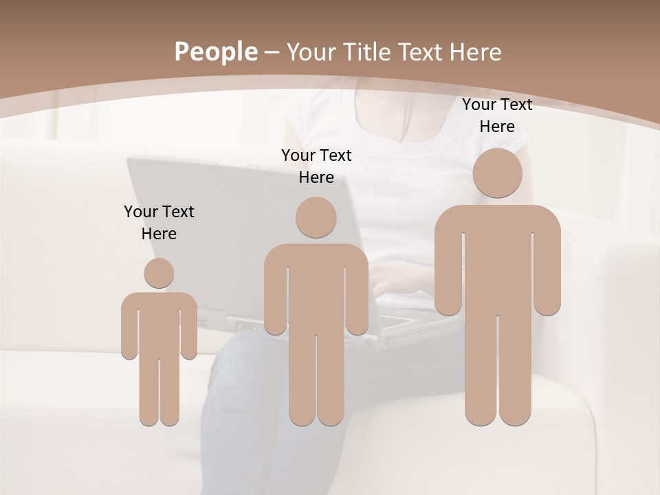 A Woman Sitting On A Couch Using A Laptop Computer PowerPoint Template
