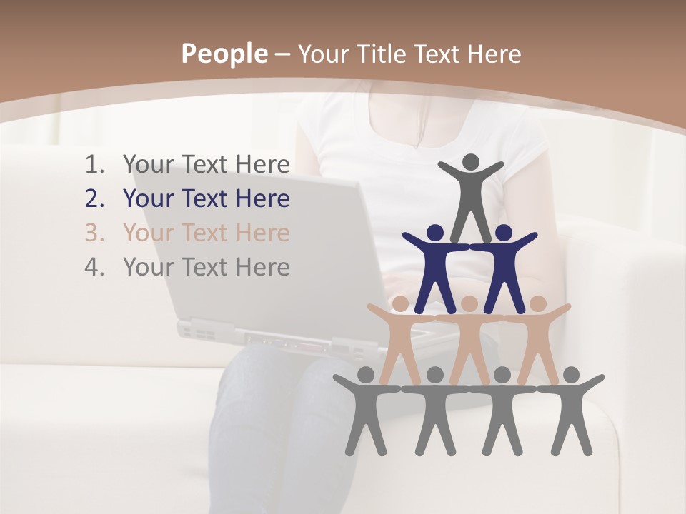 A Woman Sitting On A Couch Using A Laptop Computer PowerPoint Template