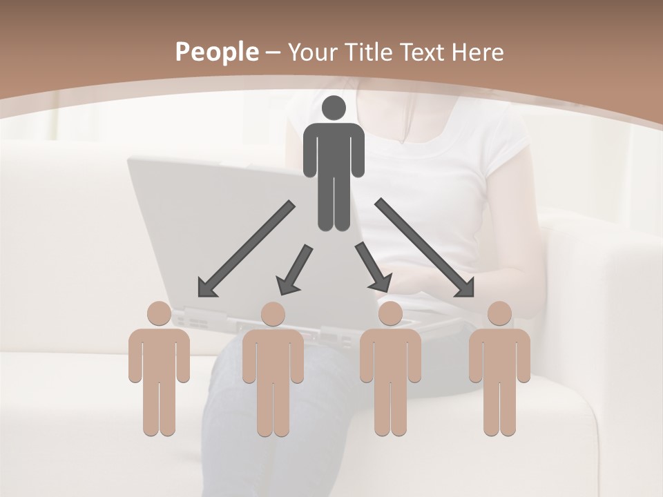 A Woman Sitting On A Couch Using A Laptop Computer PowerPoint Template