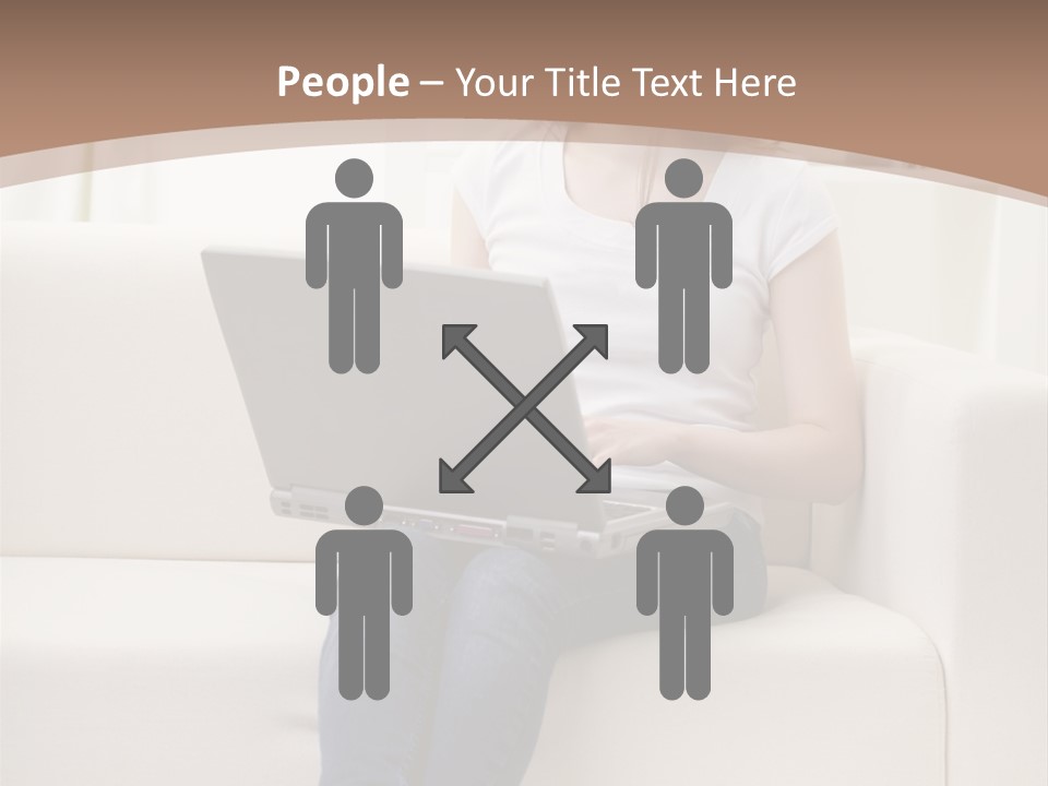 A Woman Sitting On A Couch Using A Laptop Computer PowerPoint Template
