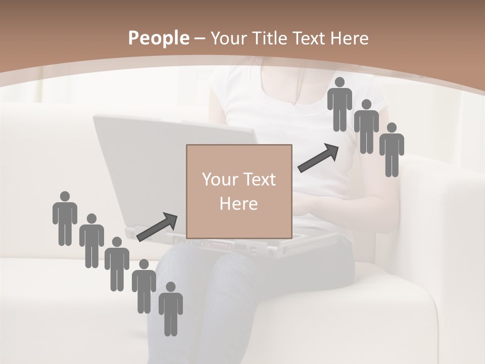 A Woman Sitting On A Couch Using A Laptop Computer PowerPoint Template