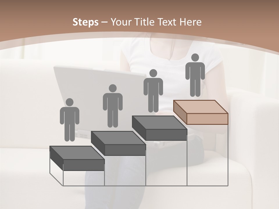 A Woman Sitting On A Couch Using A Laptop Computer PowerPoint Template