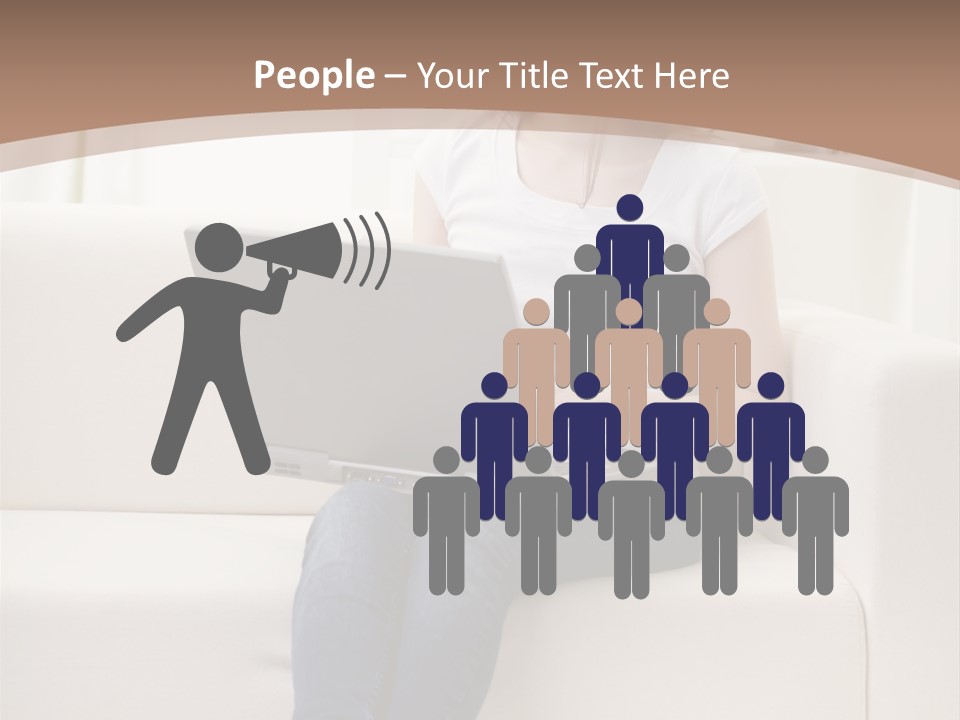 A Woman Sitting On A Couch Using A Laptop Computer PowerPoint Template