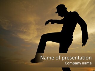 A Silhouette Of A Man Doing A Trick On A Skateboard PowerPoint Template