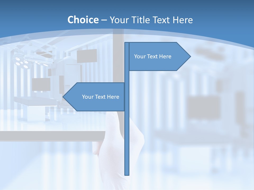 A Person Holding A Tablet With A Hospital Room In The Background PowerPoint Template