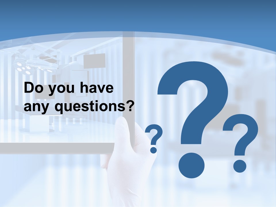 A Person Holding A Tablet With A Hospital Room In The Background PowerPoint Template