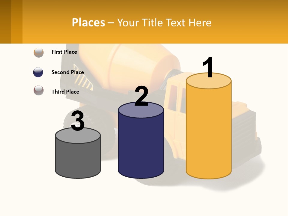 A Yellow Toy Truck With A Yellow Sign In Front Of It PowerPoint Template