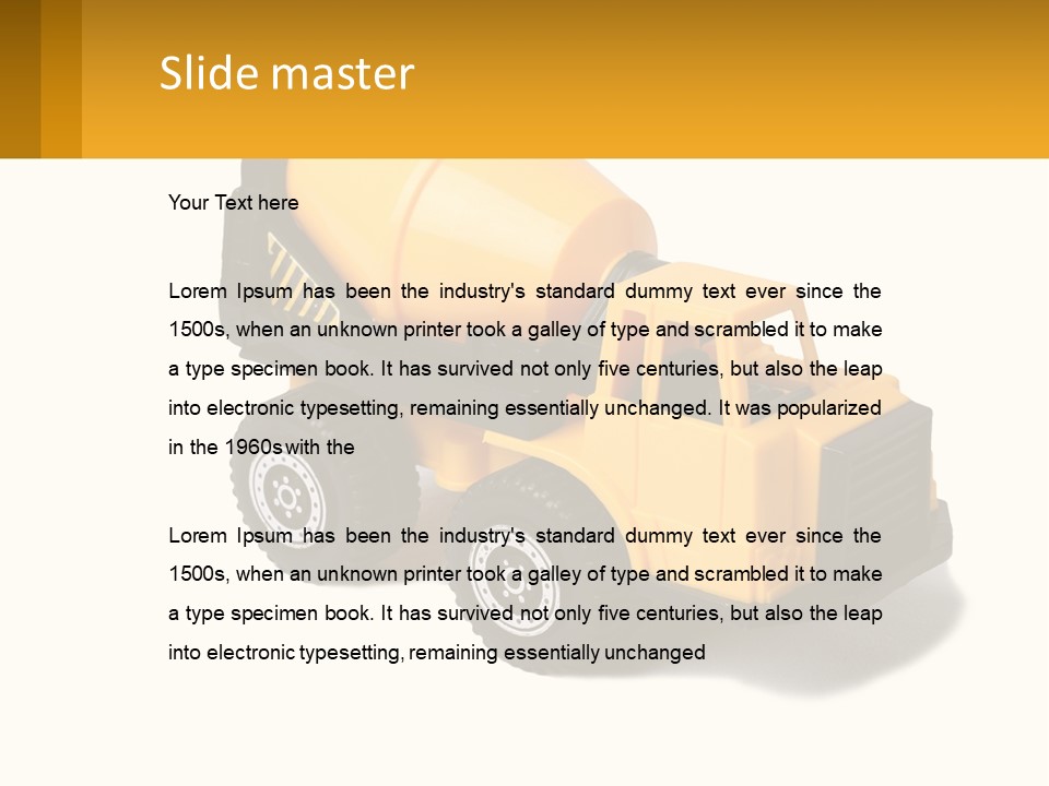 A Yellow Toy Truck With A Yellow Sign In Front Of It PowerPoint Template