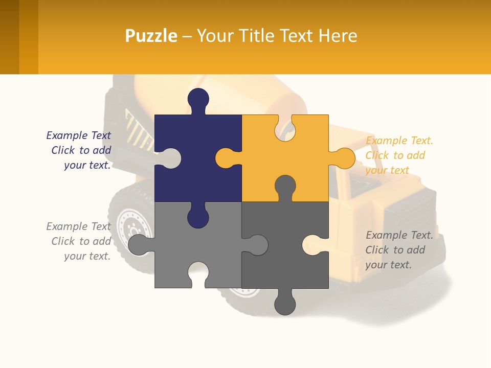 A Yellow Toy Truck With A Yellow Sign In Front Of It PowerPoint Template