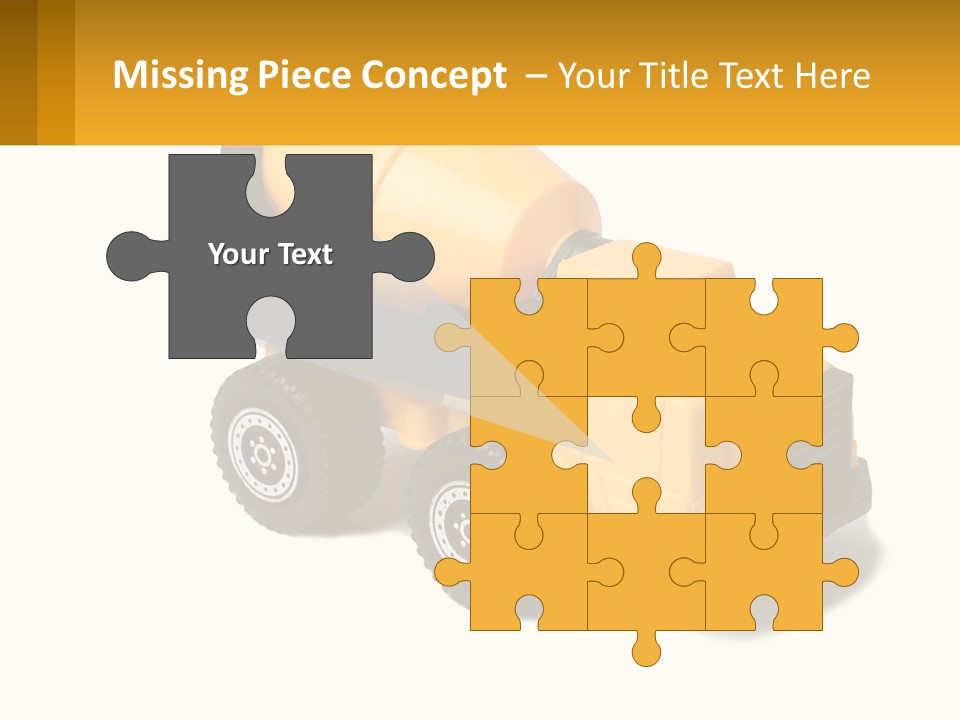 A Yellow Toy Truck With A Yellow Sign In Front Of It PowerPoint Template