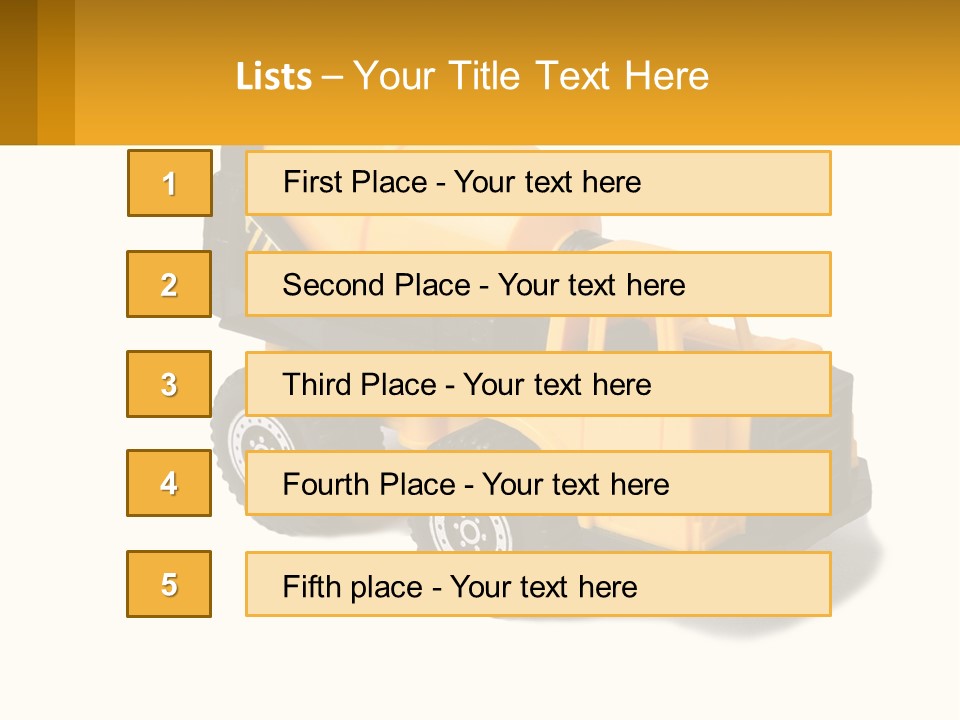 A Yellow Toy Truck With A Yellow Sign In Front Of It PowerPoint Template