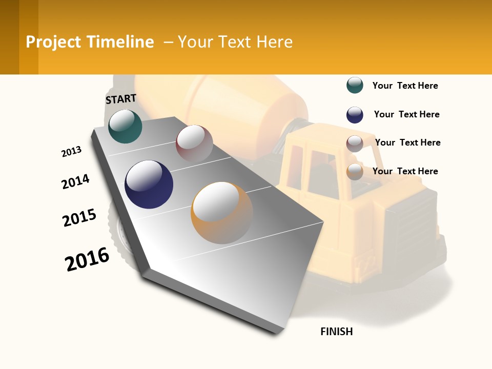 A Yellow Toy Truck With A Yellow Sign In Front Of It PowerPoint Template