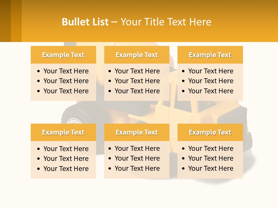 A Yellow Toy Truck With A Yellow Sign In Front Of It PowerPoint Template
