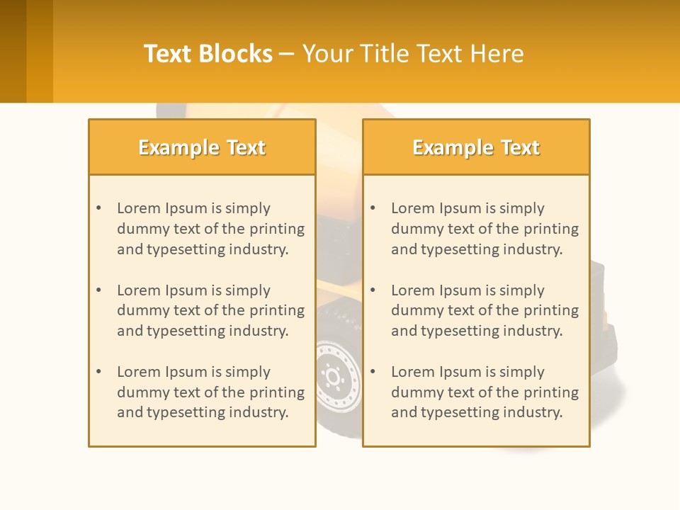 A Yellow Toy Truck With A Yellow Sign In Front Of It PowerPoint Template