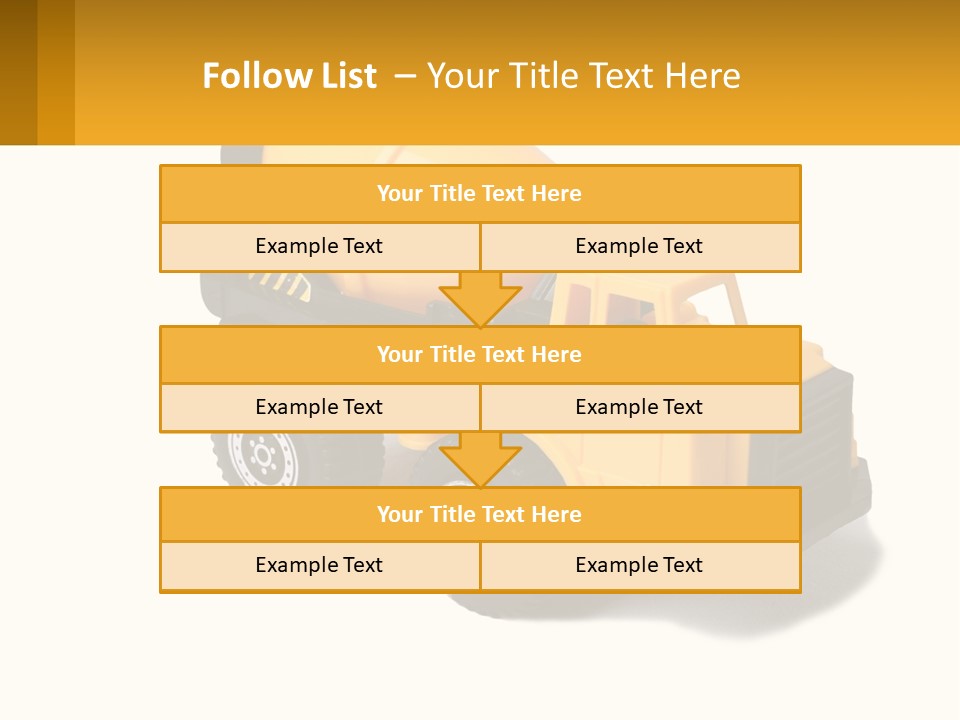 A Yellow Toy Truck With A Yellow Sign In Front Of It PowerPoint Template