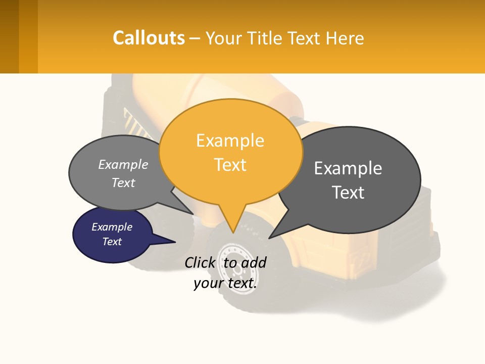 A Yellow Toy Truck With A Yellow Sign In Front Of It PowerPoint Template