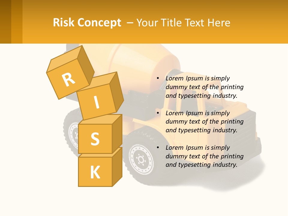 A Yellow Toy Truck With A Yellow Sign In Front Of It PowerPoint Template