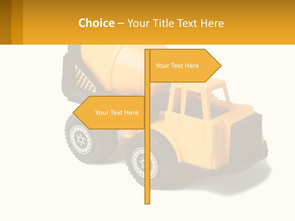 A Yellow Toy Truck With A Yellow Sign In Front Of It PowerPoint Template