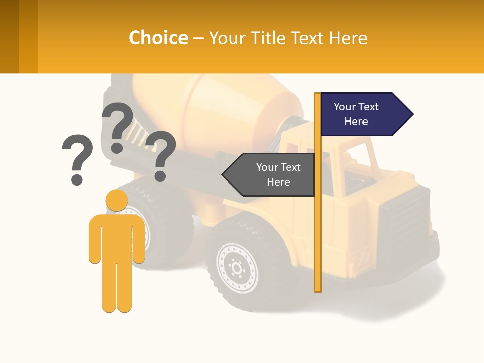 A Yellow Toy Truck With A Yellow Sign In Front Of It PowerPoint Template