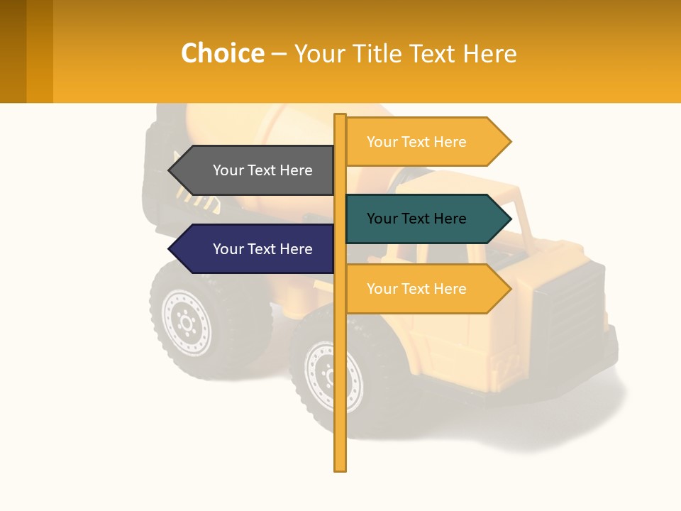 A Yellow Toy Truck With A Yellow Sign In Front Of It PowerPoint Template