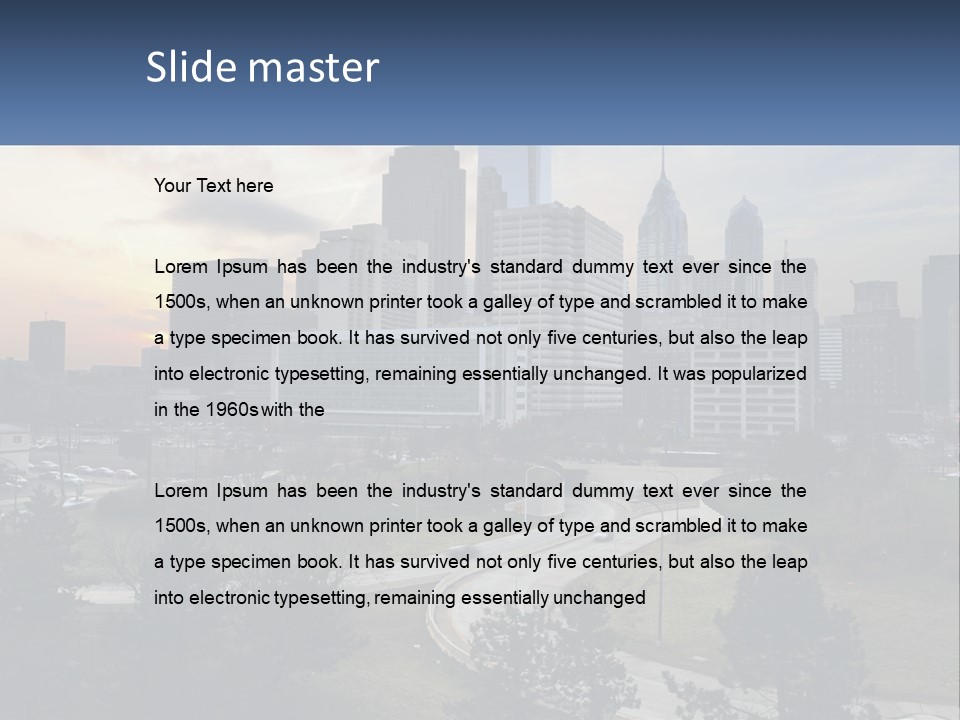 A Picture Of A City With A Sky Line In The Background PowerPoint Template