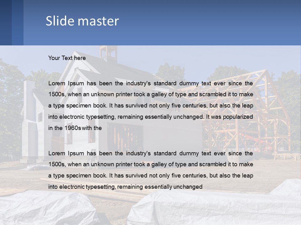 A House Under Construction With A Blue Sky In The Background PowerPoint Template