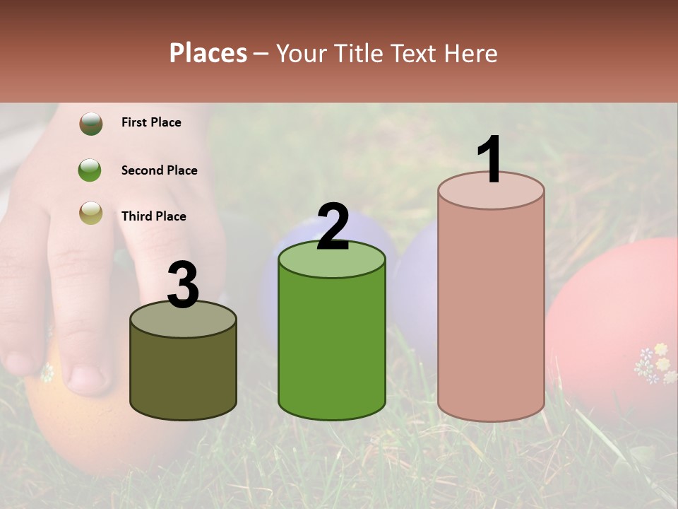 A Child's Hand Touching An Egg On The Grass PowerPoint Template